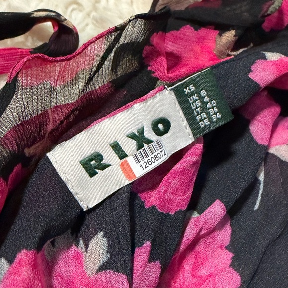 Rixo Rio Ruffle Maxi Dress in Vintage Rose Black - Size XS - Picture 8 of 10